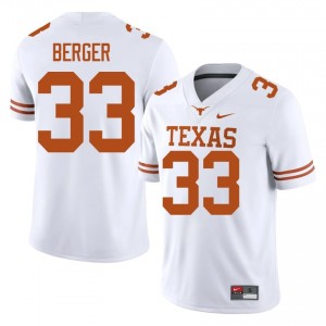 Carson Berger #33 Texas Longhorns White Men Stitched Jersey | 2026 SEC Football Uniform 60An6C95