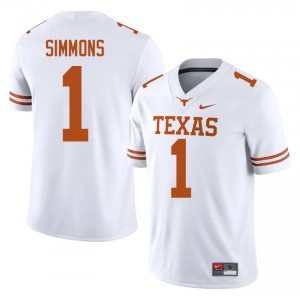 Colin Simmons #1 Texas Horns White Men Stitched Jersey | 2026 SEC Football Apparel C3387321