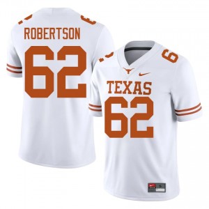 Connor Robertson #62 Longhorns White Men Stitched Jersey | Replica College Football Uniform d600vm52