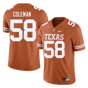 Devin Coleman #58 Texas Athletics Orange Men Embroidery Jersey | Iconic College Football Merch Xk3M1555