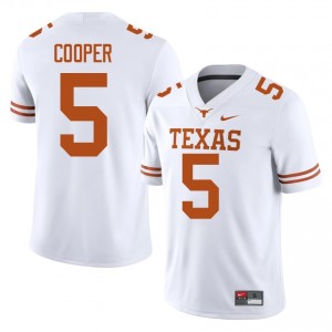 Derrek Cooper #5 Texas Horns White Men Stitched Jersey | Alumni High School Football Gear 1H8eEy34