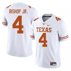 Jermaine Bishop Jr. #4 Longhorns White Men Stitched Jersey | Limited University Football Apparel 7k45t138
