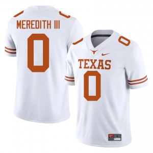 John Meredith III #0 Texas Athletics White Men Stitched Jersey | Elite High School Football Uniform CT2p1g64