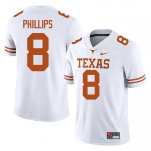 Kade Phillips #8 Horns White Men Stitched Jersey | Standout University Football Wear e4k6n436