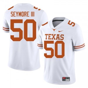 Laurence Seymore III #50 Texas Longhorns White Men Stitched Jersey | Pro Cut NCAA Football Apparel H8776333
