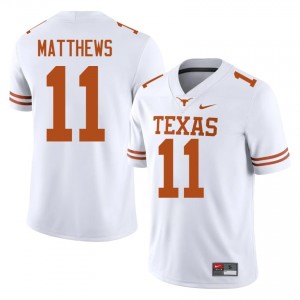 Samari Matthews #11 UT Longhorns White Men Stitched Jersey | Genuine NCAA Football Apparel 3XA30L34