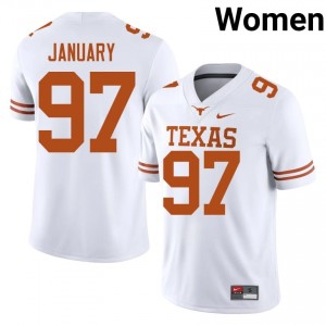 Alex January #97 UT Longhorns White Women Stitched Jersey | Limited University Football Gear Y3230049