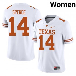 Brad Spence #14 Texas Athletics White Women Stitched Jersey | Alumni High School Football Gear 6psWN071