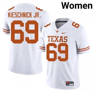 Brooks Kieschnick Jr. #69 Horns White Women Stitched Jersey | Genuine NCAA Football Uniform 65yysU36