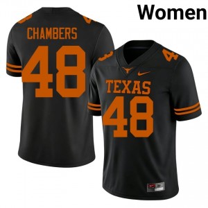 Bryce Chambers #48 Longhorns Black Women Stitch Jersey | Fresh University Football Merchandise 7CL2D267