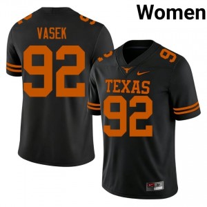 Colton Vasek #92 Texas Athletics Black Women Stitch Jersey | Essential NCAA Football Edition l5L23Q53