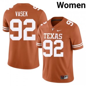 Colton Vasek #92 Texas Longhorns Orange Women Embroidery Jersey | Durable SEC Football Merchandise 5u5Pa524