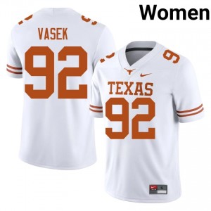 Colton Vasek #92 Horns White Women Stitched Jersey | Iconic College Football Merch 8HV22c63
