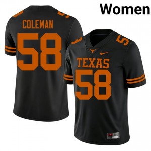 Devin Coleman #58 UT Longhorns Black Women Sewn Jersey | Pro-Grade College Football Wear 1yN1FM73