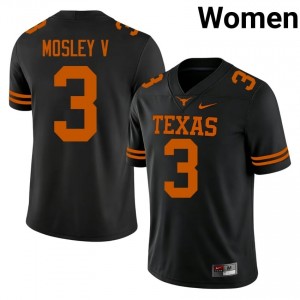 Emmett Mosley V #3 Longhorns Black Women Stitch Jersey | Gameday College Football Wear WI5rXY96
