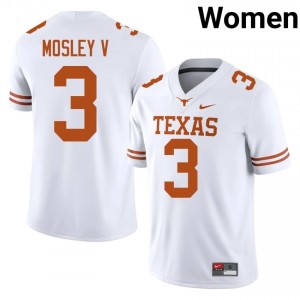 Emmett Mosley V #3 UT Longhorns White Women Stitched Jersey | Timeless SEC Football Gear Wh0yXc40