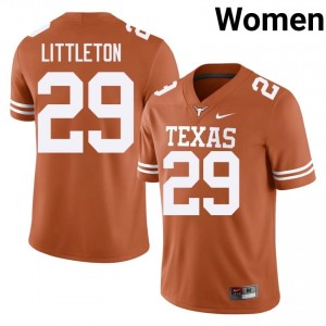 Graceson Littleton #29 Texas Horns Orange Women Embroidery Jersey | 2026 SEC Football Merchandise 8i102851