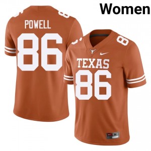 Hudson Powell #86 UT Longhorns Orange Women Embroidery Jersey | Officially Licensed SEC Football Uniform w8K84096