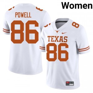 Hudson Powell #86 Longhorns White Women Stitched Jersey | Pro-Grade College Football Gear 76eC0q46