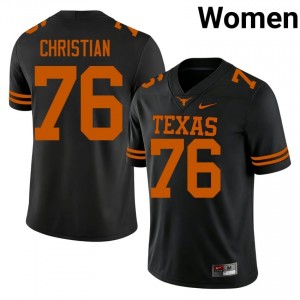 Jackson Christian #76 Texas Longhorns Black Women Stitch Jersey | Limited University Football Wear 1Qm07N89