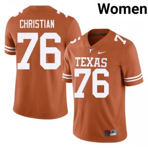 Jackson Christian #76 Longhorns Orange Women Embroidery Jersey | Premium NCAA Football Uniform 530rsE81