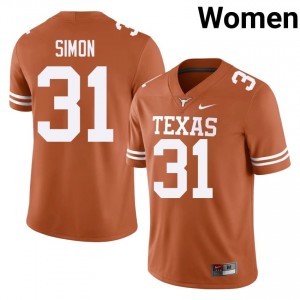 James Simon #31 Texas Longhorns Orange Women Embroidery Jersey | Limited University Football Edition 587W4d30