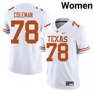 Jordan Coleman #78 UT Longhorns White Women Stitched Jersey | Replica College Football Edition 88611211