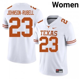 Jordon Johnson-Rubell #23 Horns White Women Stitched Jersey | Gameday College Football Gear 66C85p78