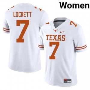Kaliq Lockett #7 Texas Longhorns White Women Stitched Jersey | Premium NCAA Football Uniform xIDN2398