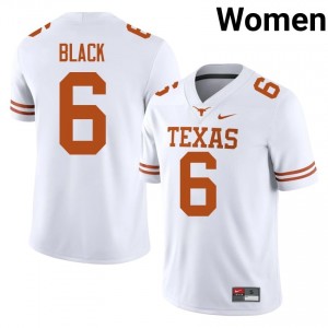 Kobe Black #6 Texas Horns White Women Stitched Jersey | Elite High School Football Edition I32pq862