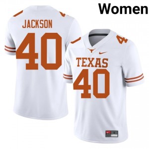 Lance Jackson #40 Texas Longhorns White Women Stitched Jersey | Elite High School Football Apparel ppE4xf43