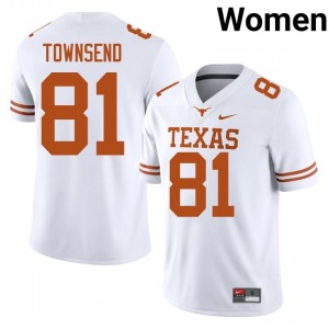 Nick Townsend #81 Texas Longhorns White Women Stitched Jersey | Elite Thread SEC Football Uniform 0oFYV371