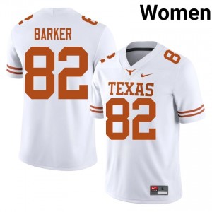 Ridge Barker #82 Horns White Women Stitched Jersey | Fresh University Football Wear F0Cb1s93