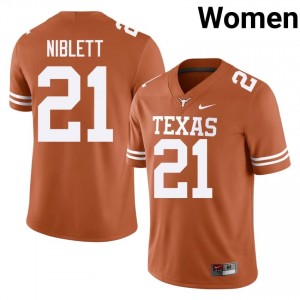 Ryan Niblett #21 UT Longhorns Orange Women Embroidery Jersey | Pro-Grade College Football Edition e12F6452