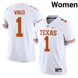 Ryan Wingo #1 Horns White Women Stitched Jersey | Pro Cut NCAA Football Merch 3GU56M90