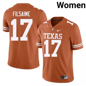 Xavier Filsaime #17 Longhorns Orange Women Embroidery Jersey | Fresh University Football Apparel MA6GKs19