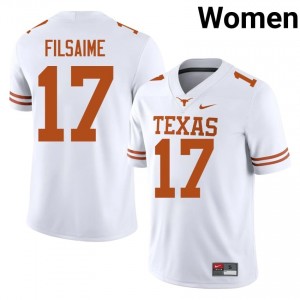 Xavier Filsaime #17 Texas Horns White Women Stitched Jersey | Officially Licensed SEC Football Uniform bi146u60