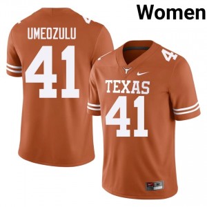 Ziky Umeozulu #41 Texas Longhorns Orange Women Embroidery Jersey | Gameday College Football Uniform 640r8g39