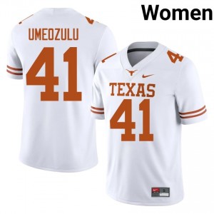 Ziky Umeozulu #41 UT Longhorns White Women Stitched Jersey | Premium NCAA Football Gear kCy2KL77