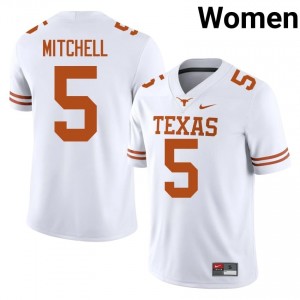 Adonai Mitchell #5 UT Longhorns White Women Stitched Jersey | Gameday College Football Merchandise 6A2d1N71