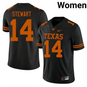 Chris Stewart #14 Horns Black Women Sewn Jersey | Fresh University Football Uniform K7002C61