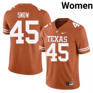 Darius Snow #45 Texas Athletics Orange Women Embroidery Jersey | Premium NCAA Football Edition 41s52663