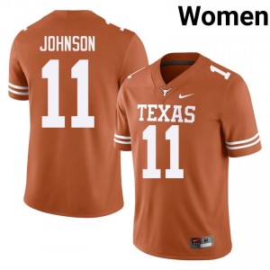 Derrick Johnson #11 Texas Athletics Orange Women Embroidery Jersey | Licensed University Football Apparel 043HTr47