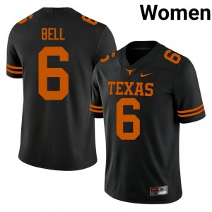 Dia Bell #6 UT Longhorns Black Women Sewn Jersey | Durable SEC Football Wear E37C8N13