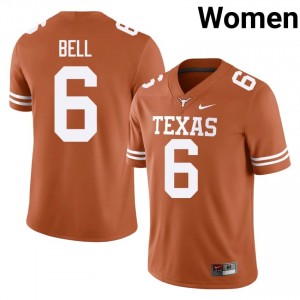 Dia Bell #6 Horns Orange Women Embroidery Jersey | Classic High School Football Uniform 2Ih3NH22