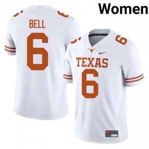 Dia Bell #6 Texas Athletics White Women Stitched Jersey | Moisture Wicking University Football Gear 5N02F774
