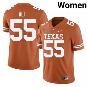 Elijah Ali #55 Texas Horns Orange Women Embroidery Jersey | Pro Cut NCAA Football Wear bl14k327