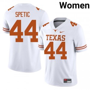 Gianni Spetic #44 Texas Longhorns White Women Stitched Jersey | Fresh University Football Apparel 81Ka4X36