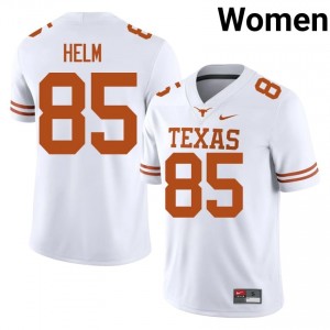 Gunnar Helm #85 Longhorns White Women Stitched Jersey | Durable SEC Football Edition i11l5663