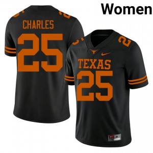 Jamaal Charles #25 Texas Athletics Black Women Stitch Jersey | Authentic High School Football Merch MT5o8V10